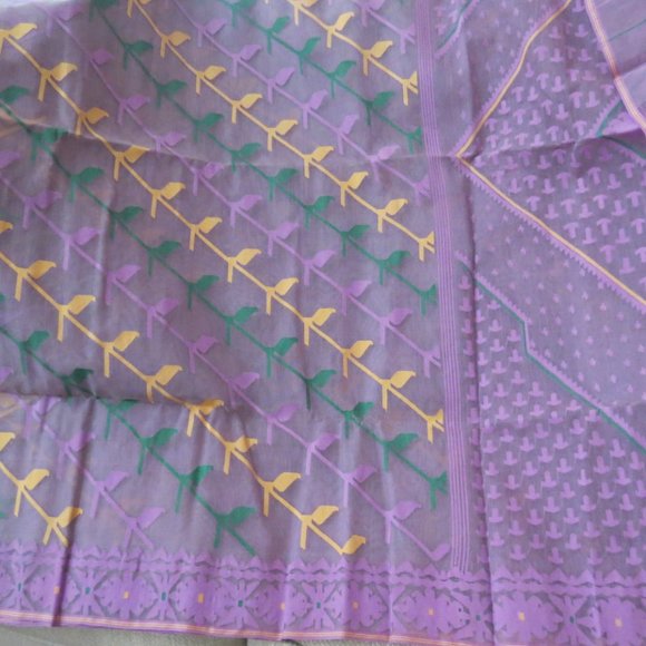 Dhakai Jamdani Saree, laveder Jamdani. half silk Jamdani saree - Picture 2 of 5